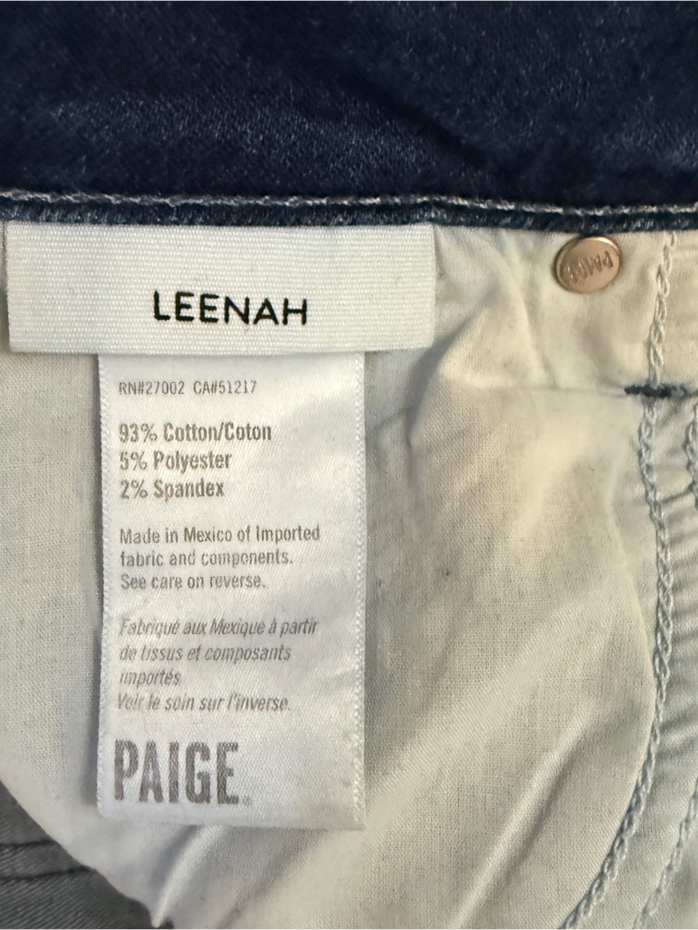 Paige Leenah High Waist Wide Leg Trouser style Jeans, Praline Blue, Size 33 - Picture 12 of 14